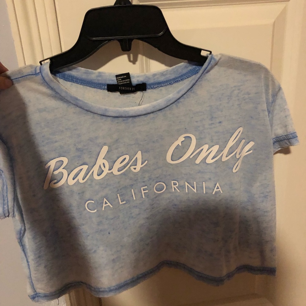 light blue forever 21 crop top.